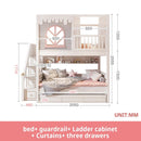 Beautiful Kids Bunk Beds with Large Storage Space and Guardrail