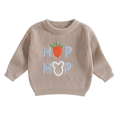 Toddler Girls Letter Print Knitted Warm Autumn Sweaters childrensterritory