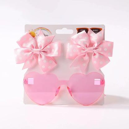 Girls Hair Bows And Colorful Heart Sun Glasses