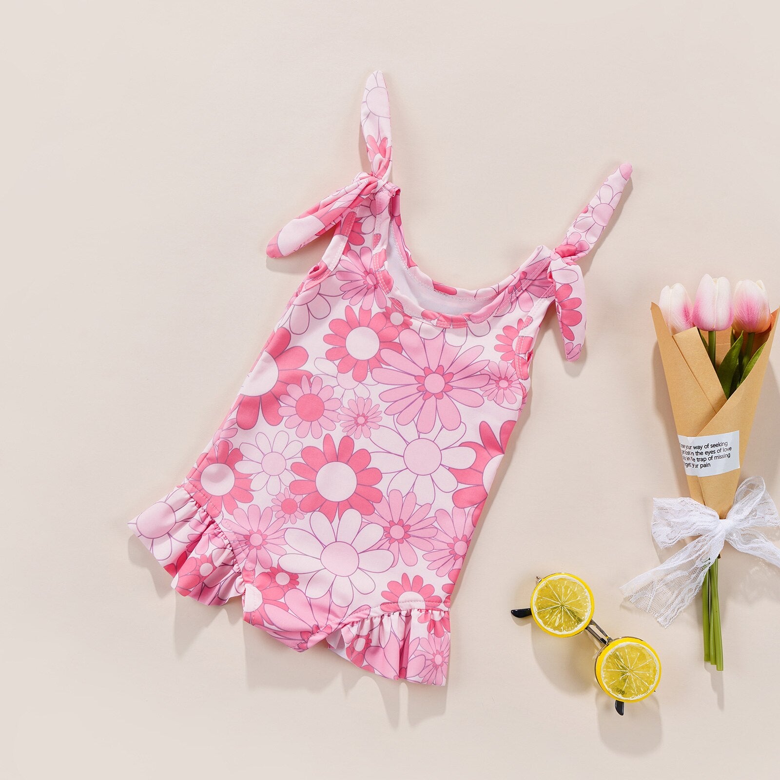 Sleeveless Toddler Girl Floral Loose Bodysuit childrensterritory