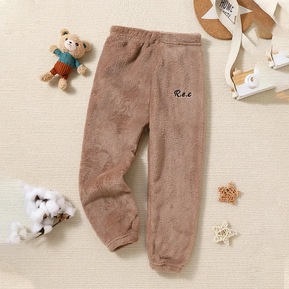Kids Soft and Comfortable Fabric Solid Color Winter Pants