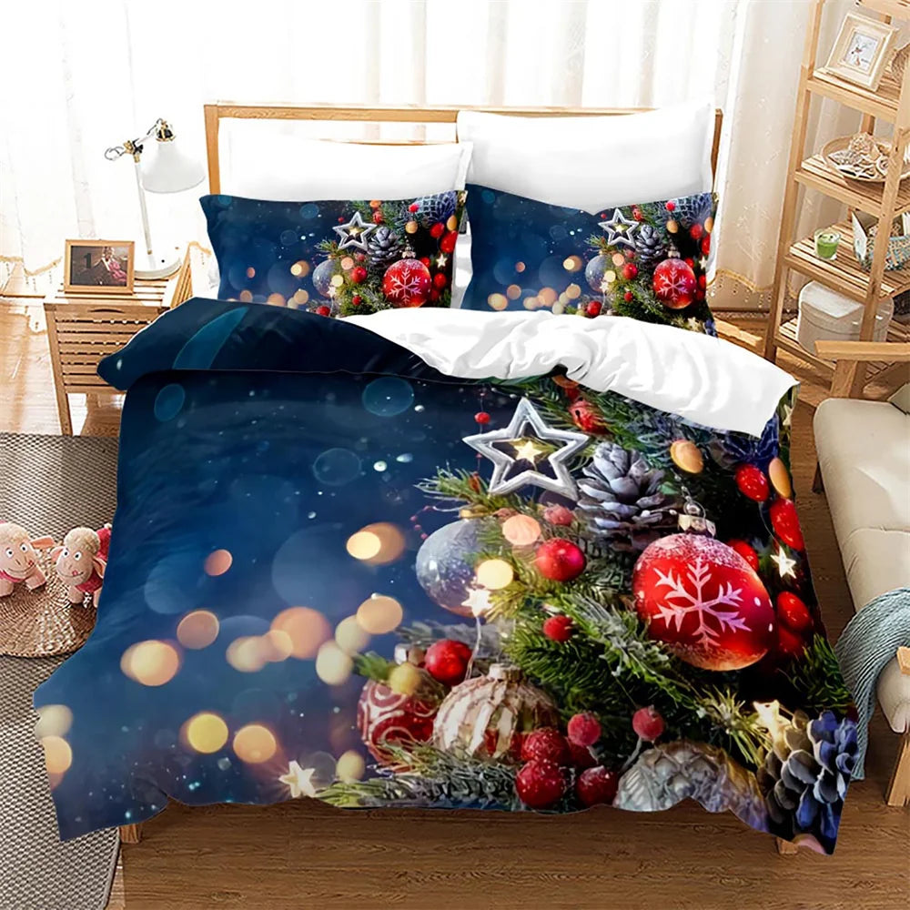 Snowflake Bells Pattern Christmas Duvet Cover Set for Kids Bed childrensterritory