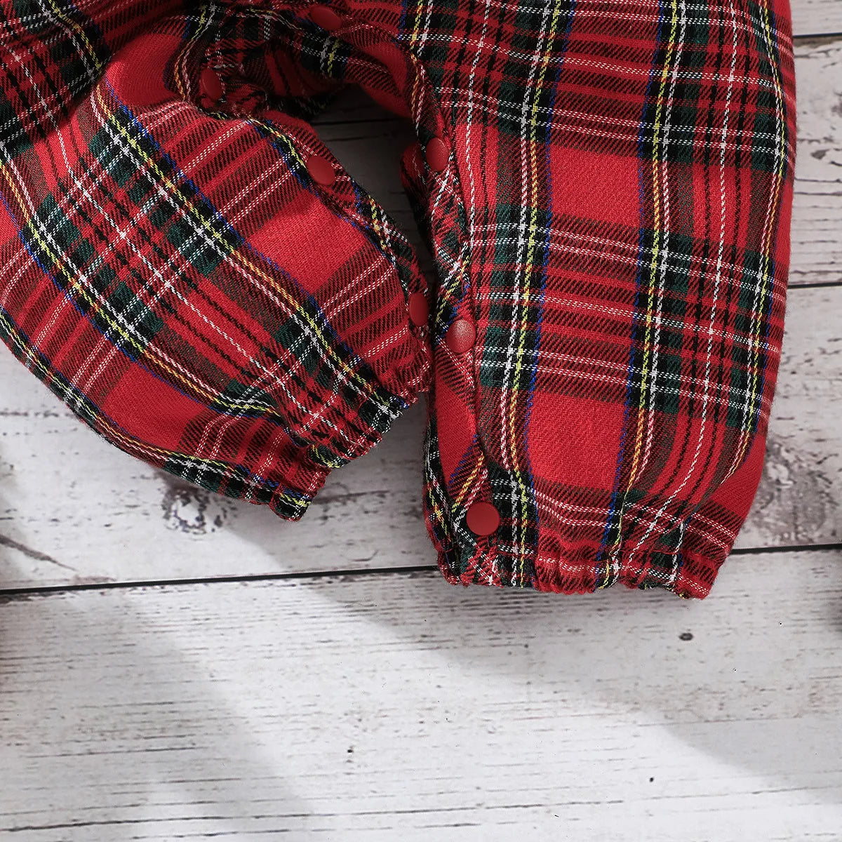 Baby Girls Long Sleeves Plaid Jumpsuit for New Year