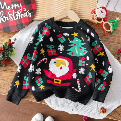 Kids Round Neck Christmas Design Warm Sweater childrensterritory
