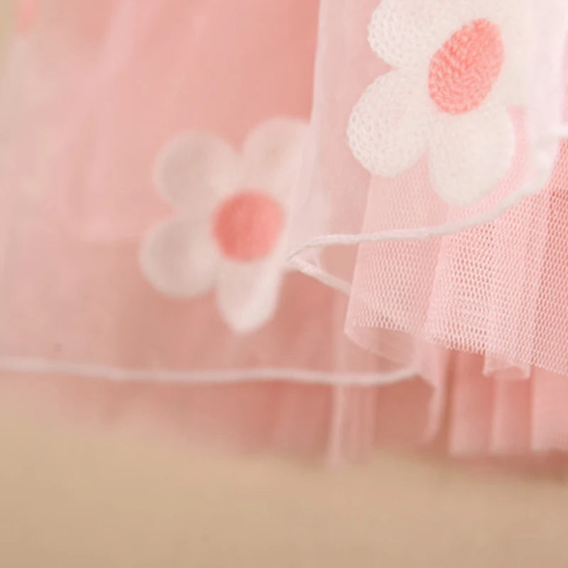 Baby Girl Flower Mesh Denim Dress for Summer childrensterritory