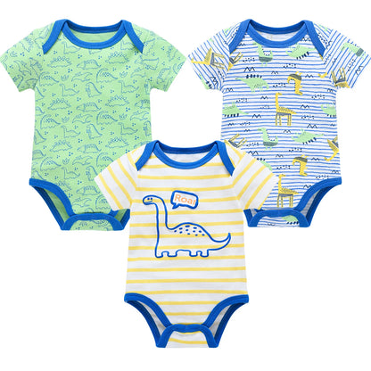 3PCS/Lot Newborn Baby Cartoon Printed Summer Romper
