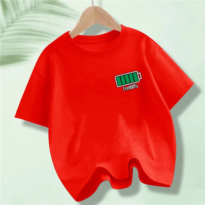 Kids 100% Full Battery Design T-shirts for Summer childrensterritory