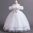 Flower Lace Design Short Sleeve Dress For Girls childrensterritory