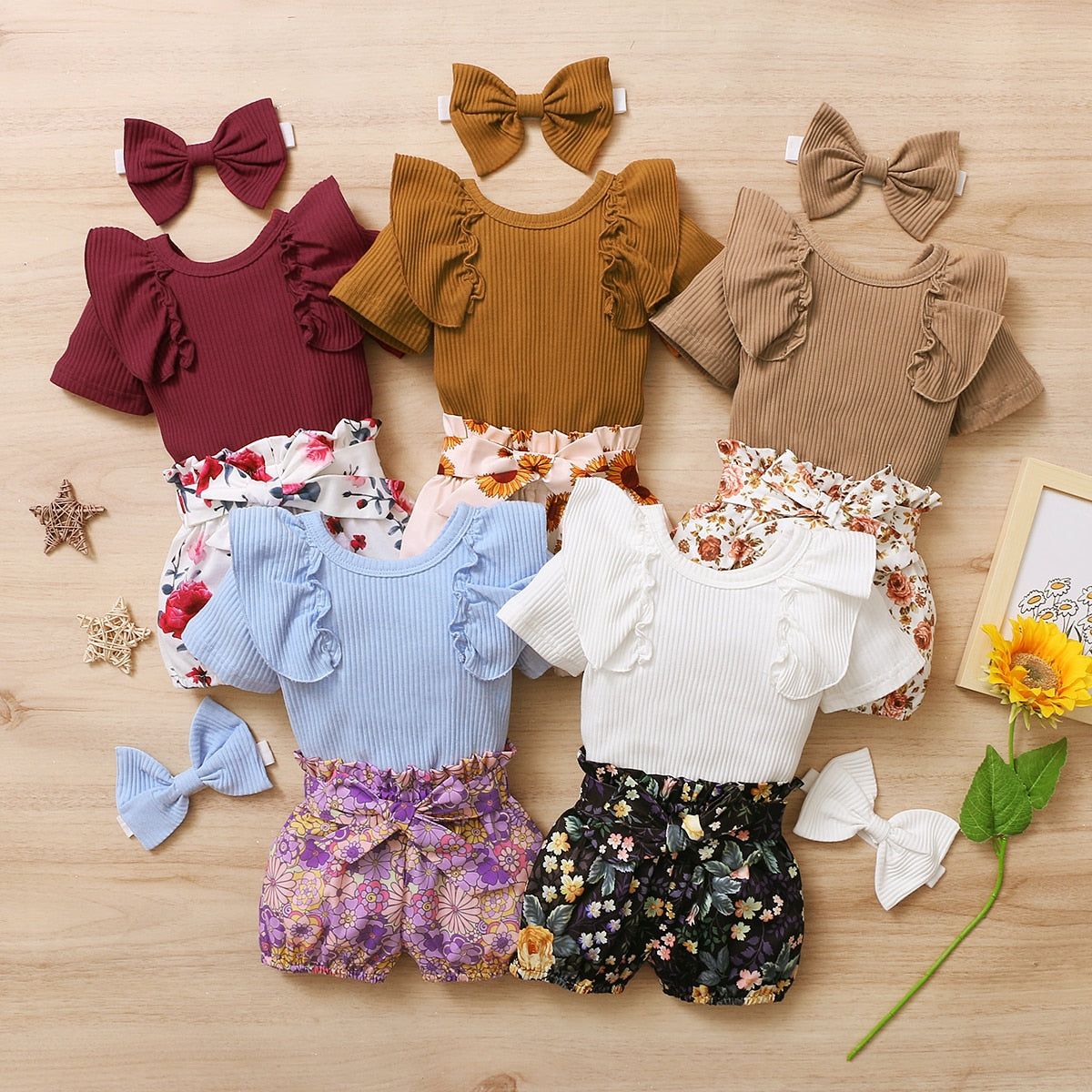 Baby Girl Printed 3 Pieces Outfits New Born Clothes Set childrensterritory