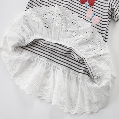 Butterflies Embroidery Design Summer Cotton T- Shirts For Girls childrensterritory