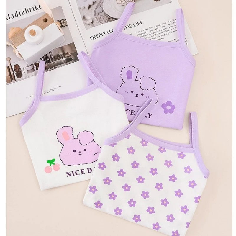 3Pc/Lot Little Girls Cartoon Design Cotton Tops childrensterritory