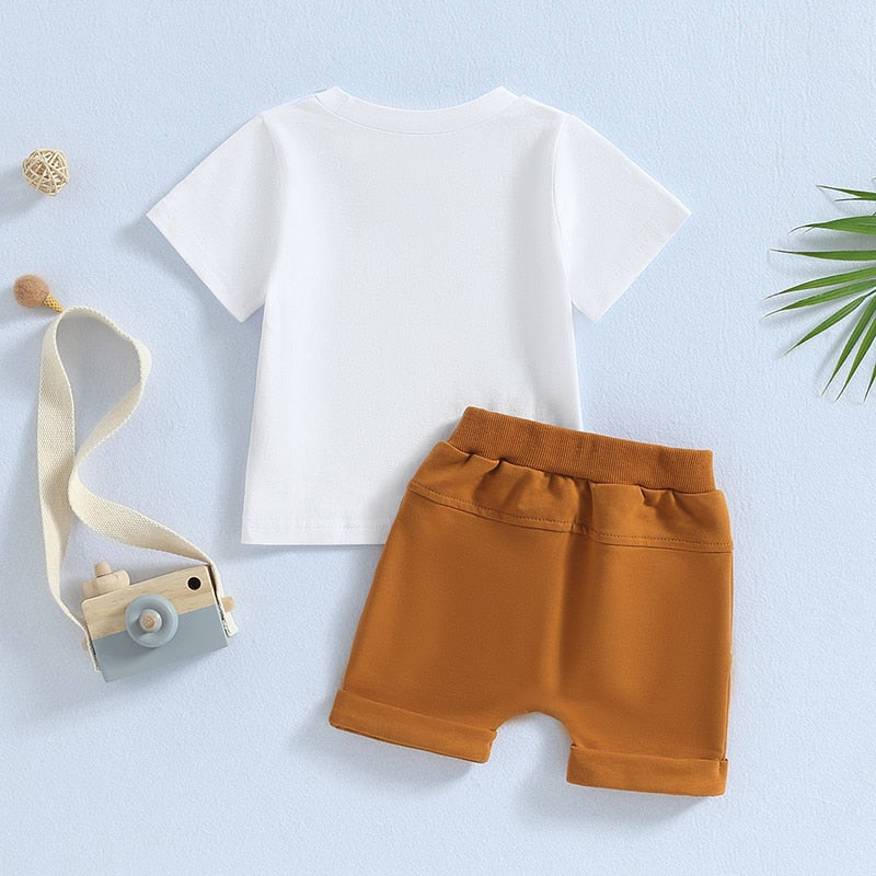 Baby Boy Letter Print T-Shirts and Solid Shorts Summer Set childrensterritory