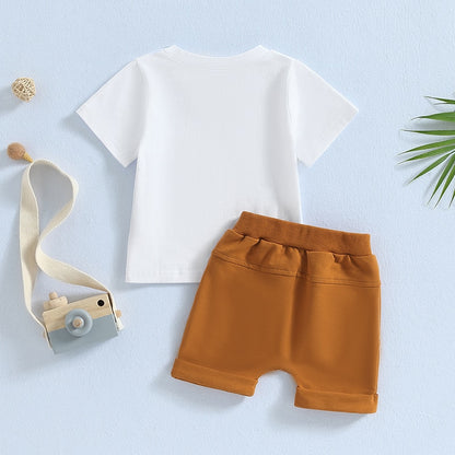 Baby Boy Letter Print T-Shirts and Solid Shorts Summer Set childrensterritory