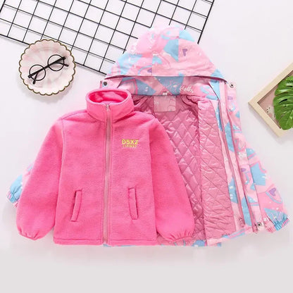 Girls’ Full-Sleeve Printed Hooded Jackets