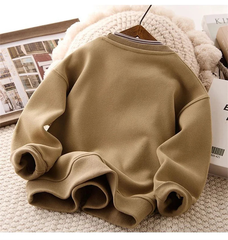 "HI" Letter Printed Kids Boys Warm Fleece Sweatshirts childrensterritory
