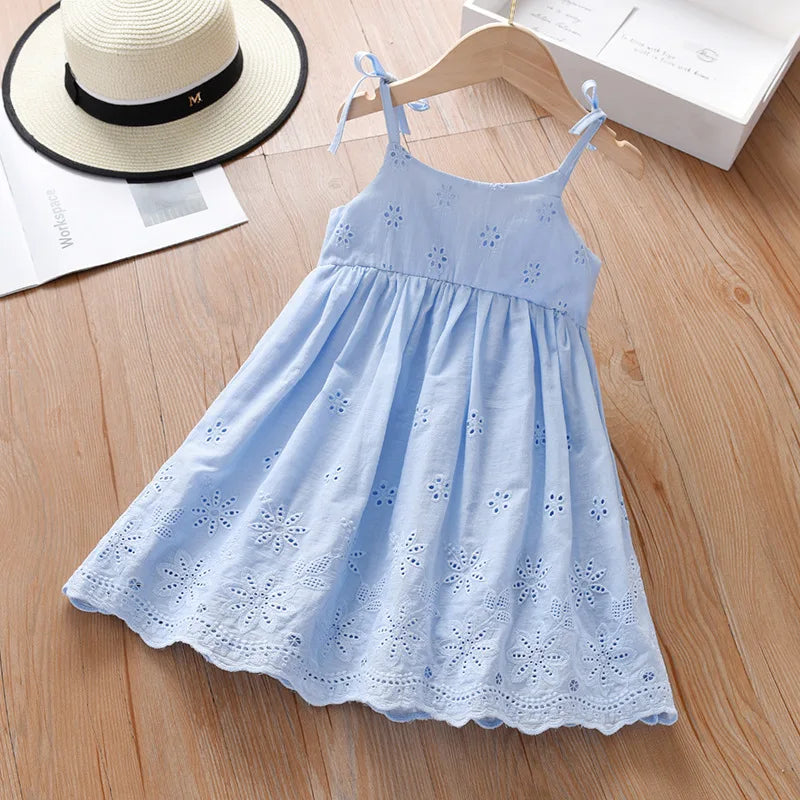 Little Girls Hollow out Lace Princess Tutu Party Dress for Summer