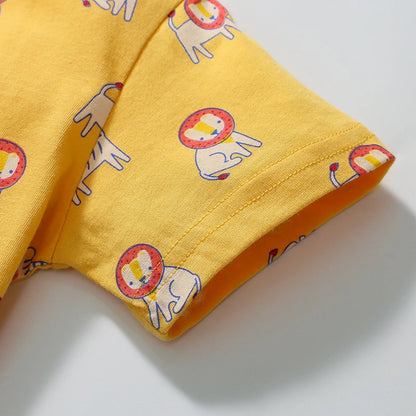 Cartoon Lions Design Top and Cotton Pant Set for Kids Boys childrensterritory