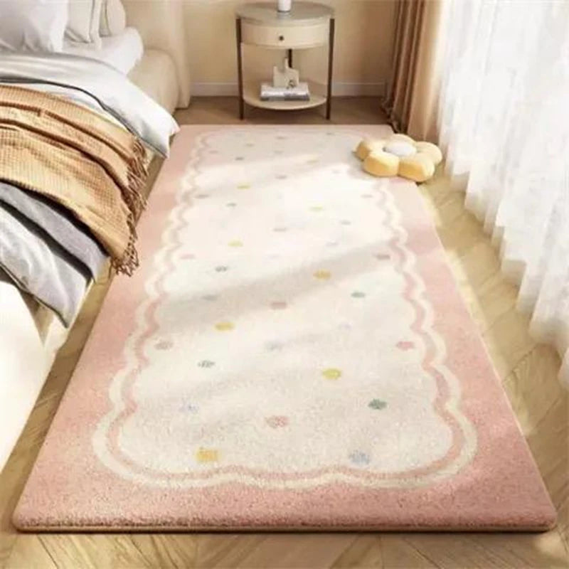 Nordic Cute Flower Girl Rugs for Bedroom, Large Area