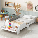 Stylish Car-Shaped Twin Bed with Bench for Kids childrensterritory