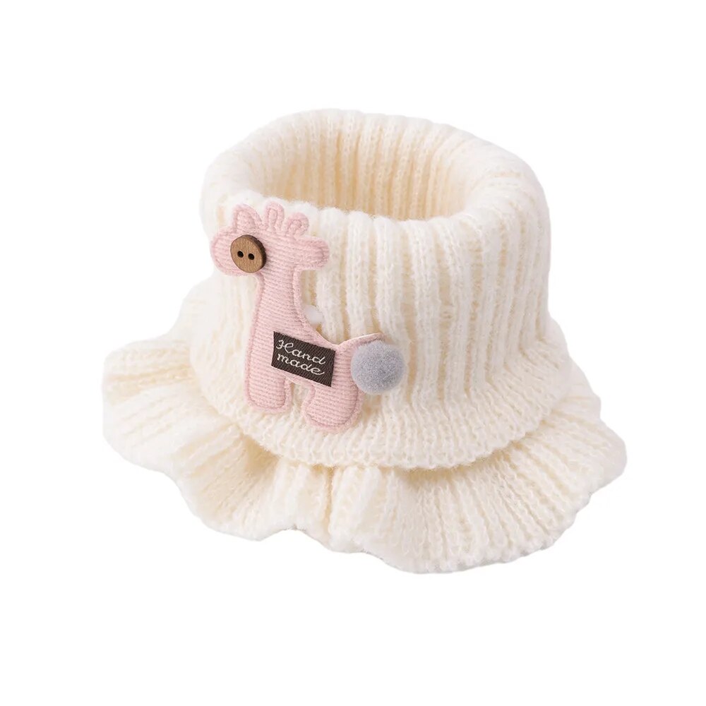 Kids Warm Thick Cartoon Giraffe Knit Scarfs Neck Sets childrensterritory