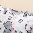 Long Sleeve Elephant Print Baby Girl Romper