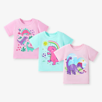 Cute Cartoon Print Summer T-Shirts For Kids childrensterritory