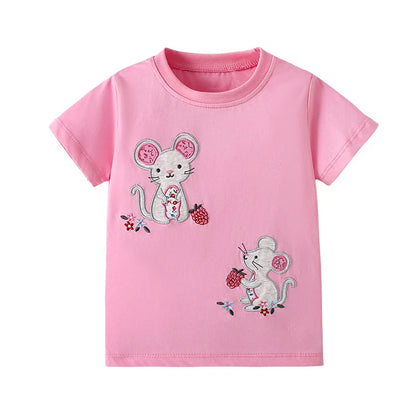 Kids Girls Cartoon Unicorns Design Summer Cotton Tees
