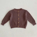 Solid Color Long Sleeve Infant Girls Knitted Cardigans childrensterritory
