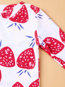 Strawberry Print Long Sleeve Beachwear for Little Girls childrensterritory