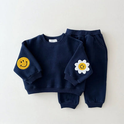 Baby Girls/Boys Patched Sweatshirt + Pants 2pcs Tracksuit