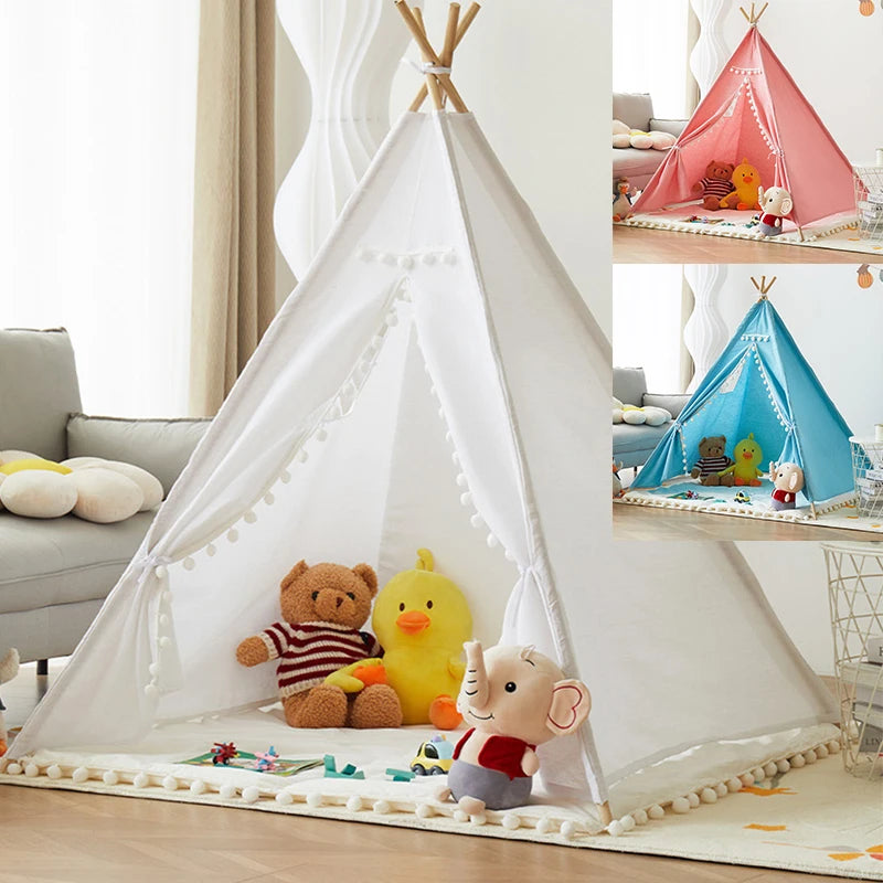 Kids Porable Cotton Canvas Indian Play Tent childrensterritory