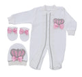 3pcs Pearly Crown Personalised Name Onesie for Newborn Babies childrensterritory