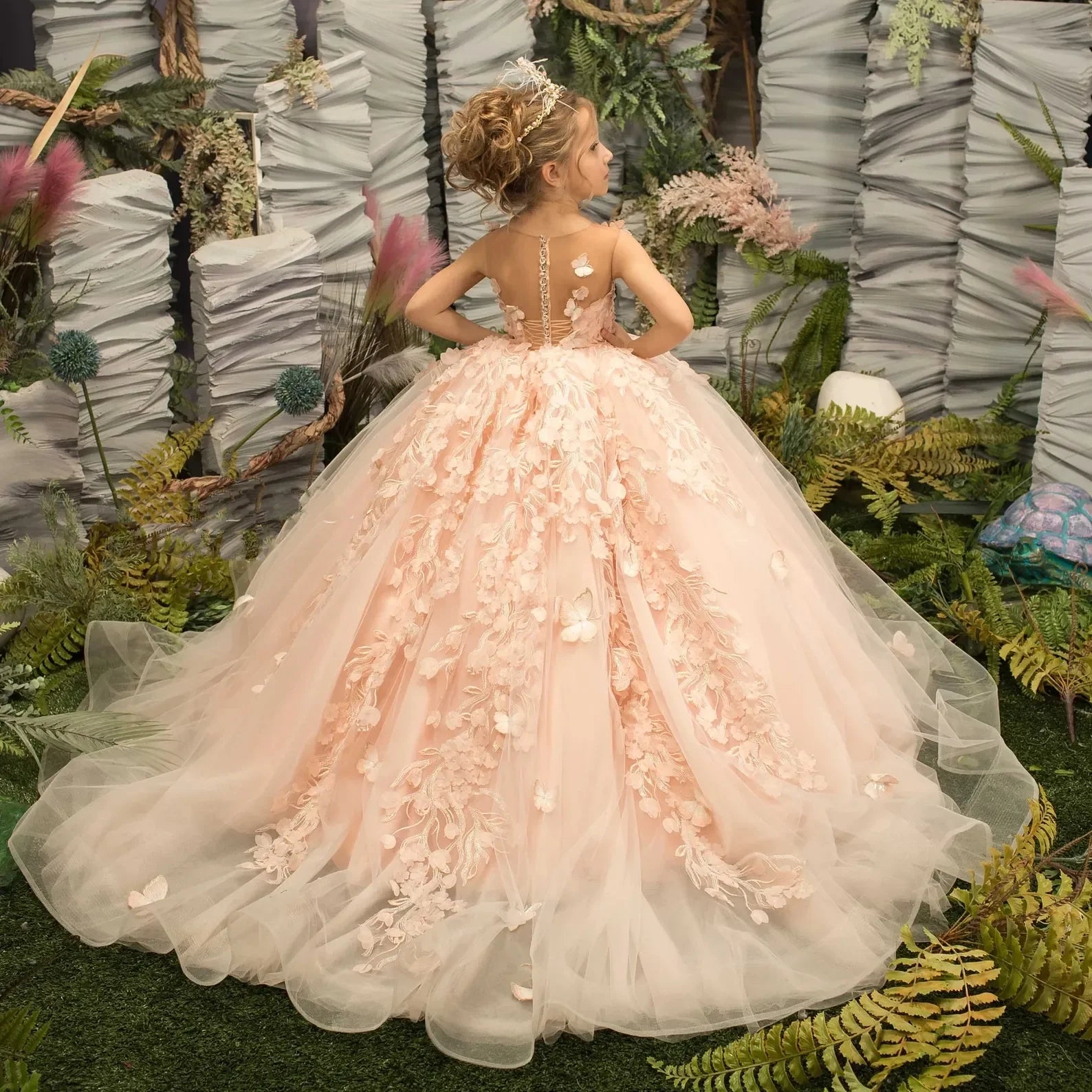 Kids Girls Floral Tulle Ball Gowns/Princess Dresses
