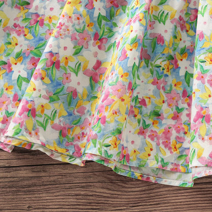 Kids Girls Floral Print Party Dress for Summer childrensterritory