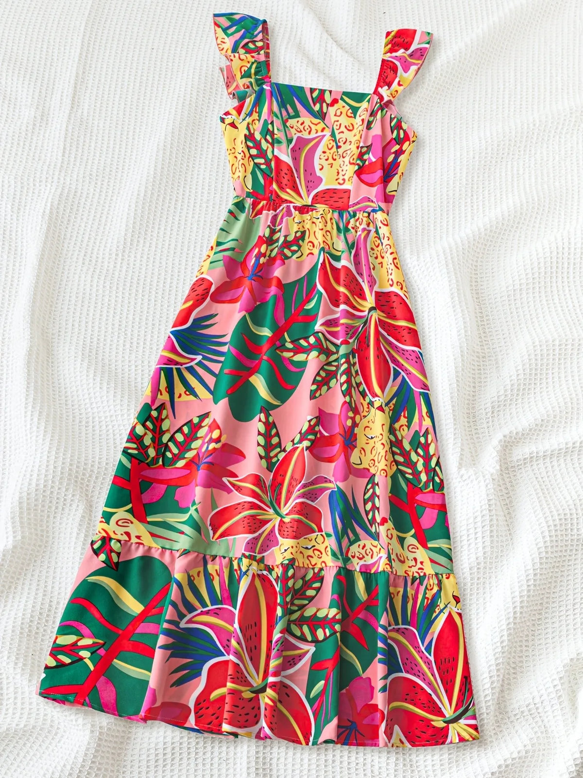 Stylish Printed Summer Party Dress for Kids Girls