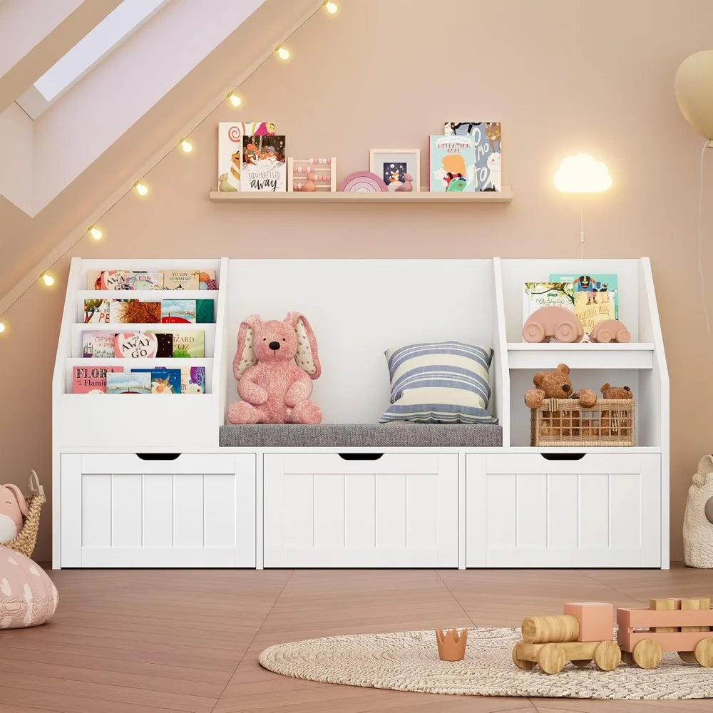 Kids Toy Organizer and Bookshelf with Reading Nook childrensterritory