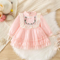 Baby Girl Flower Pattern Fluffy Dresses for Spring And Autumn