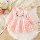 Baby Girl Flower Pattern Fluffy Dresses for Spring And Autumn