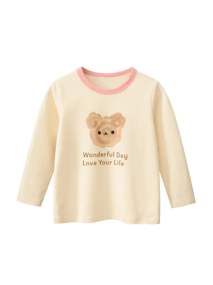 Girls' Cartoon Print Long Sleeves Stylish Tops