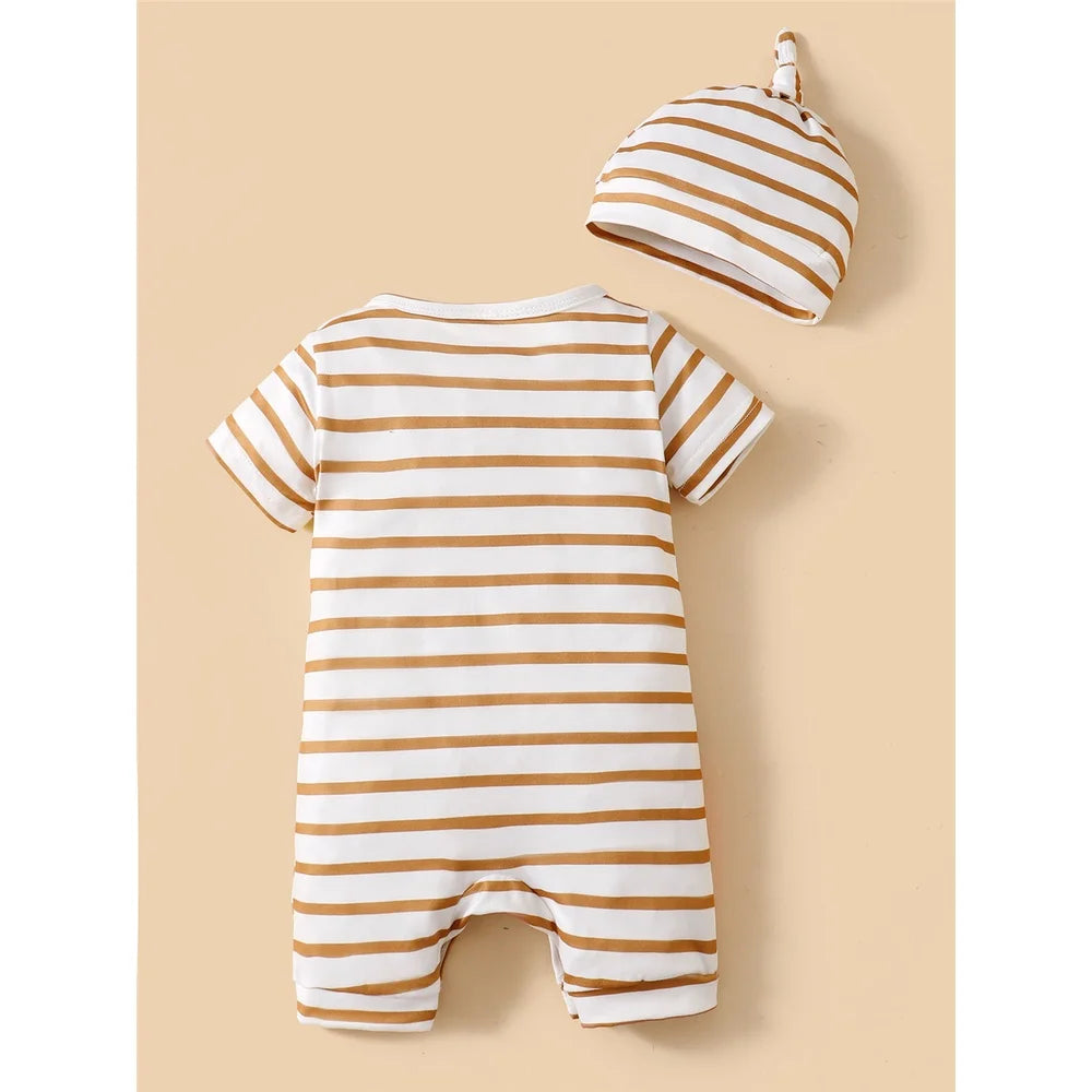 Cartoon Animal Print Romper with Cap for Baby Boy