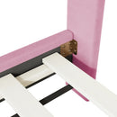 Platform Bed with Velvet Upholstery and Semi-Circular Headboard childrensterritory