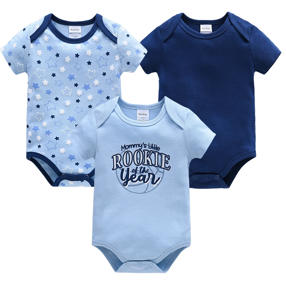 3PCS/Lot Newborn Baby Cartoon Printed Summer Romper