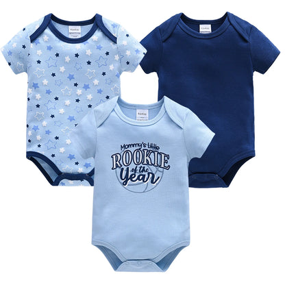 3PCS/Lot Newborn Baby Cartoon Printed Summer Romper