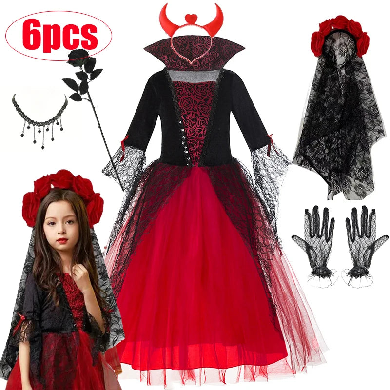 Ghost Bride Kids Girls Costume For Purim Halloween Party