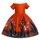 Vampire Pumpkin Print Halloween Costume for Kids Girls