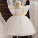 Little Girls Bow Lace Design White Baptism/Bridesmaid Dresses childrensterritory