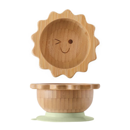 Baby Wooden Tableware Set with Silicone Suction Handle childrensterritory