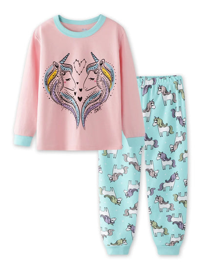 Cartoon and Letter Print Toddler Boys Girls Pajamas Sets childrensterritory