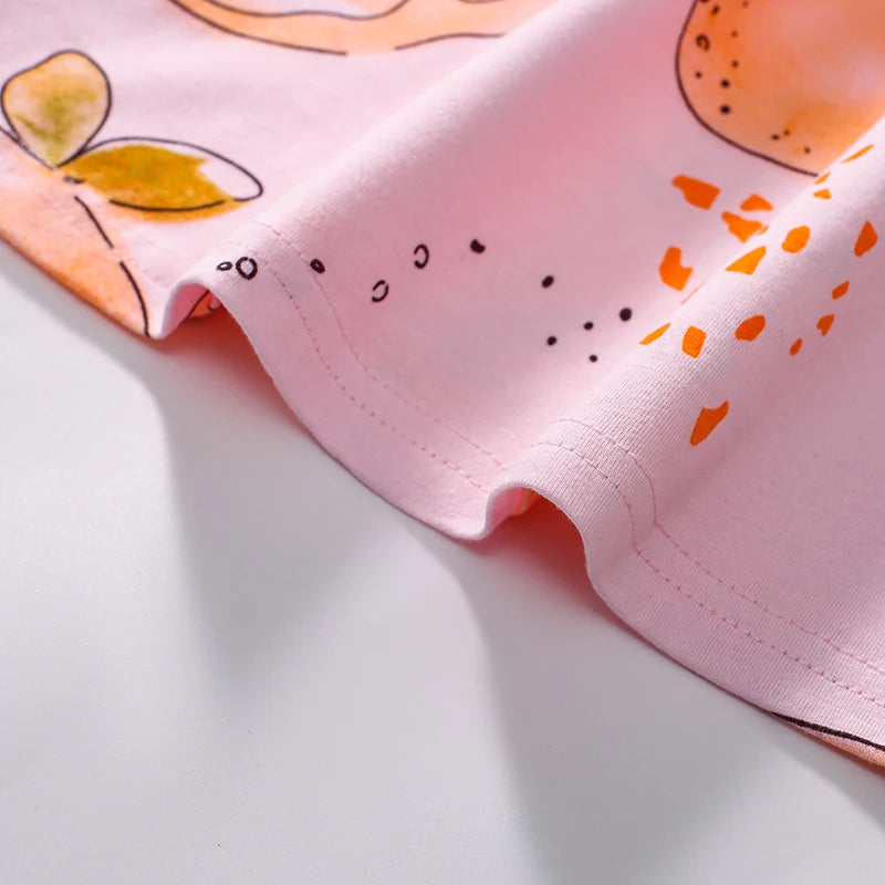 Girls Sleeveless Orange Lotus Leaf Print Summer Dresses childrensterritory