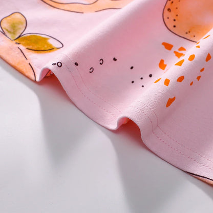 Girls Sleeveless Orange Lotus Leaf Print Summer Dresses childrensterritory